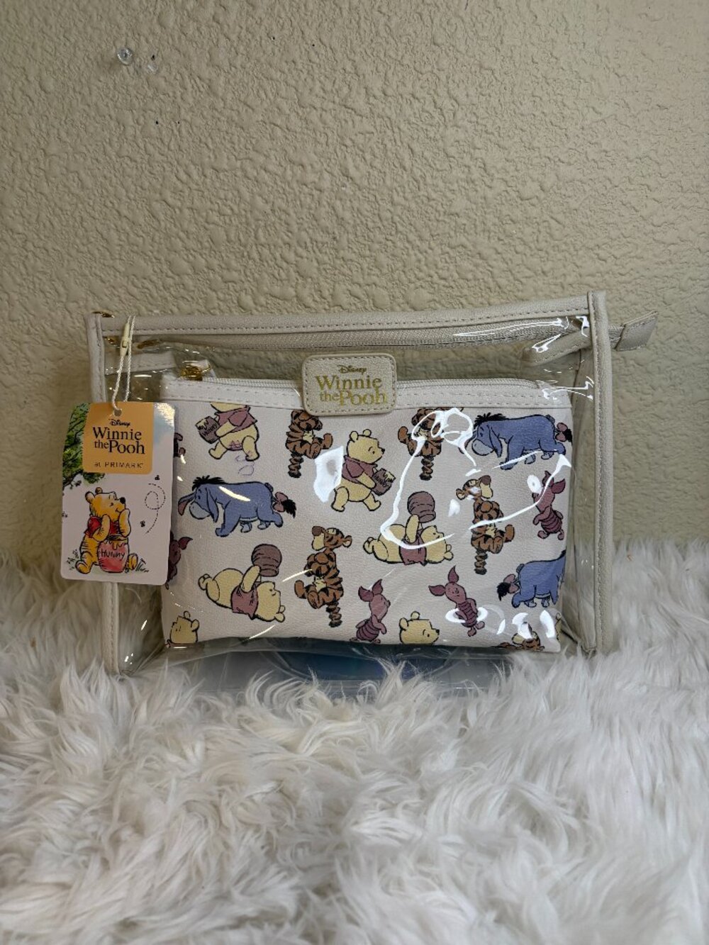Disney Winnie the Pooh Primark Travel Makeup Bag 2 Piece Clear Set NWT